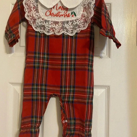 New Christmas Tartan Plaid Romper - Picture 7 of 8